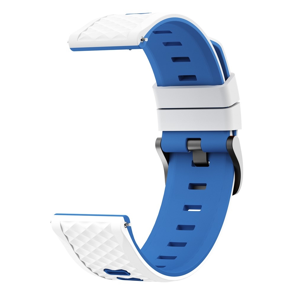 22 mm-es lapos szilikon karkötő a Garmin Forerunner 970/Forerunner 570 47 mm/265 modellekhez – fehér/kék