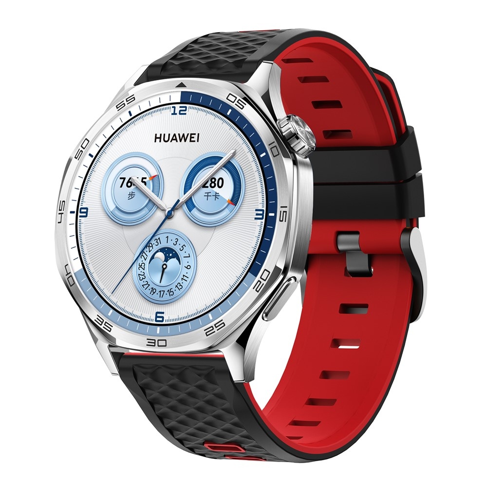 22 mm-es lapos szilikon karkötő a Garmin Forerunner 970/Forerunner 570 47 mm/265 modellekhez – fekete/piros