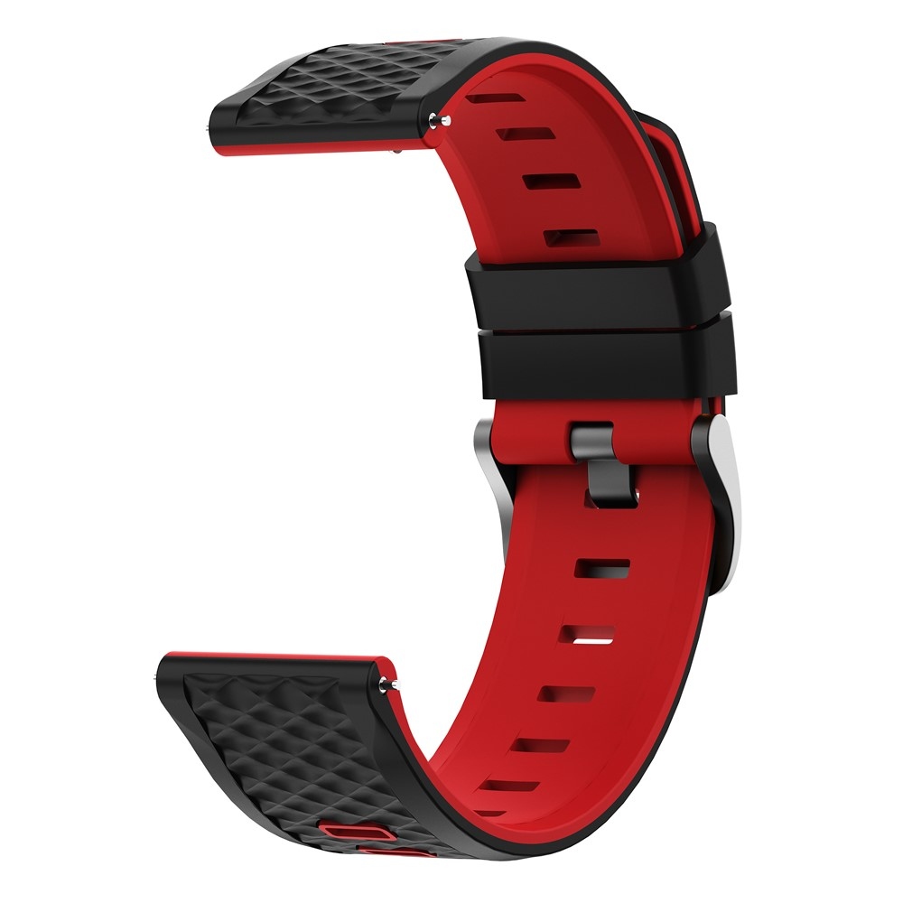 22 mm-es lapos szilikon karkötő a Garmin Forerunner 970/Forerunner 570 47 mm/265 modellekhez – fekete/piros