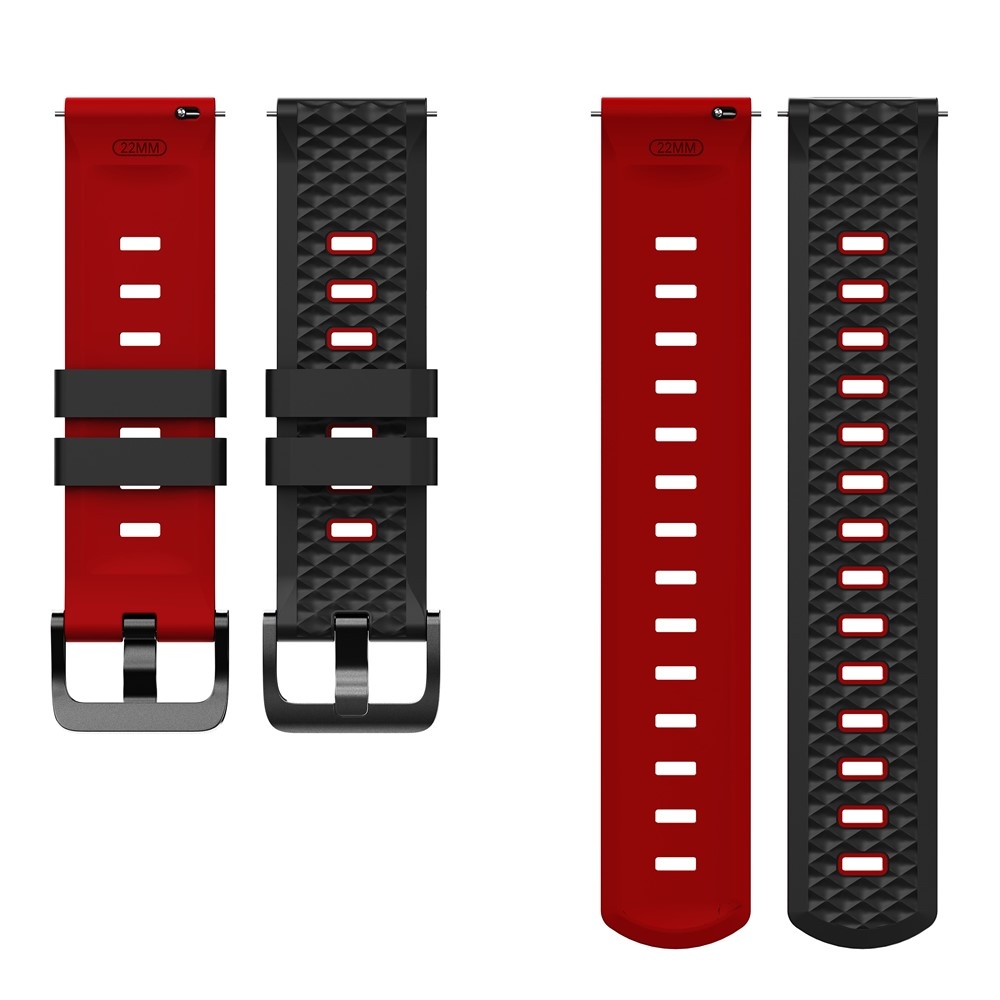 22 mm-es lapos szilikon karkötő a Garmin Forerunner 970/Forerunner 570 47 mm/265 modellekhez – fekete/piros