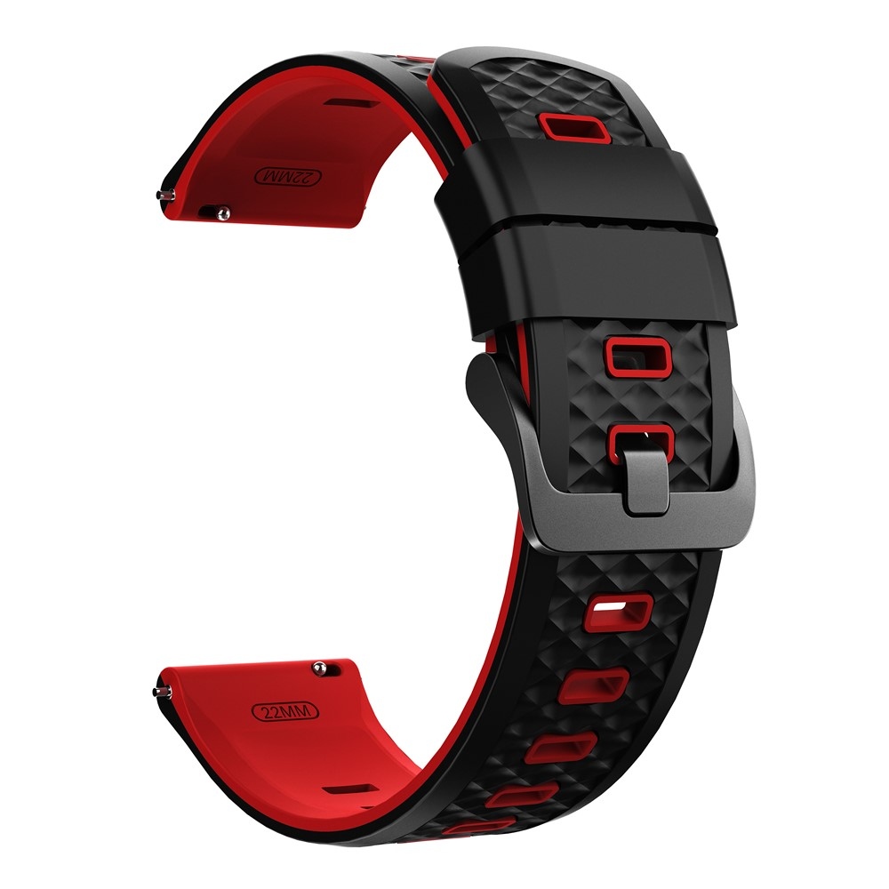 22 mm-es lapos szilikon karkötő a Garmin Forerunner 970/Forerunner 570 47 mm/265 modellekhez – fekete/piros