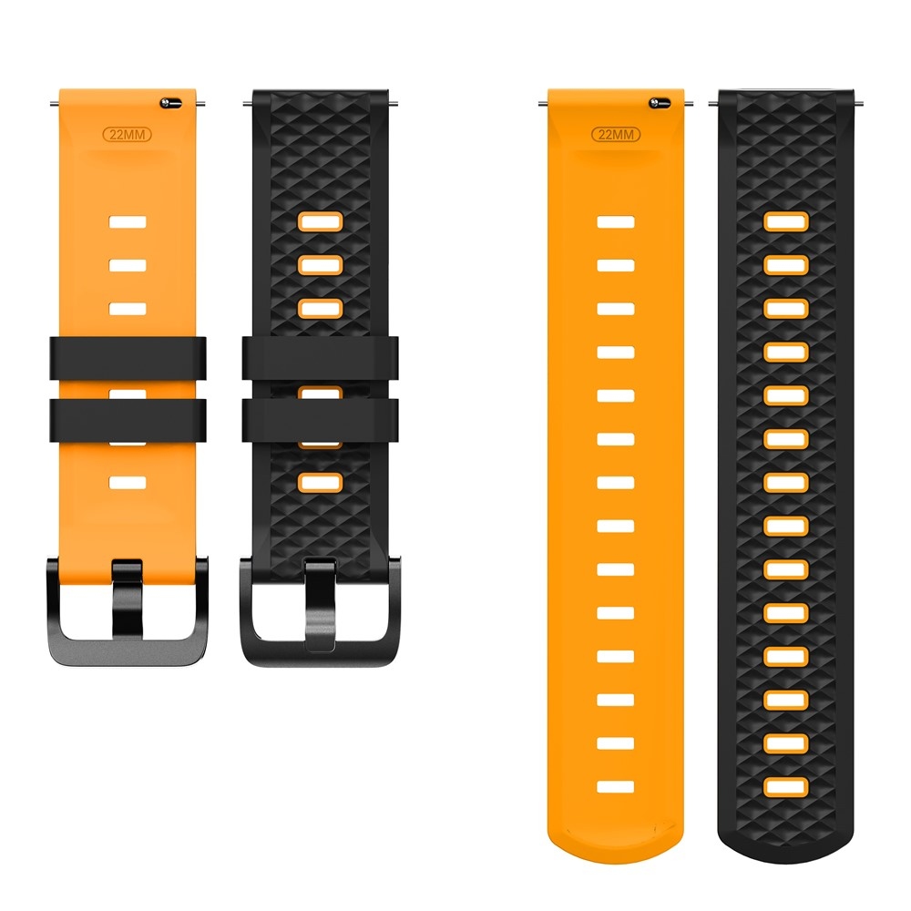 22 mm-es lapos szilikon karkötő a Garmin Forerunner 970/Forerunner 570 47 mm/265 modellekhez – fekete/sárga