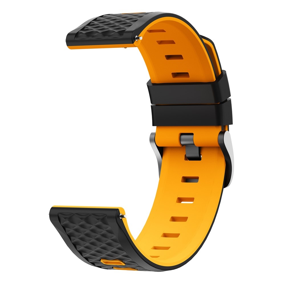 22 mm-es lapos szilikon karkötő a Garmin Forerunner 970/Forerunner 570 47 mm/265 modellekhez – fekete/sárga