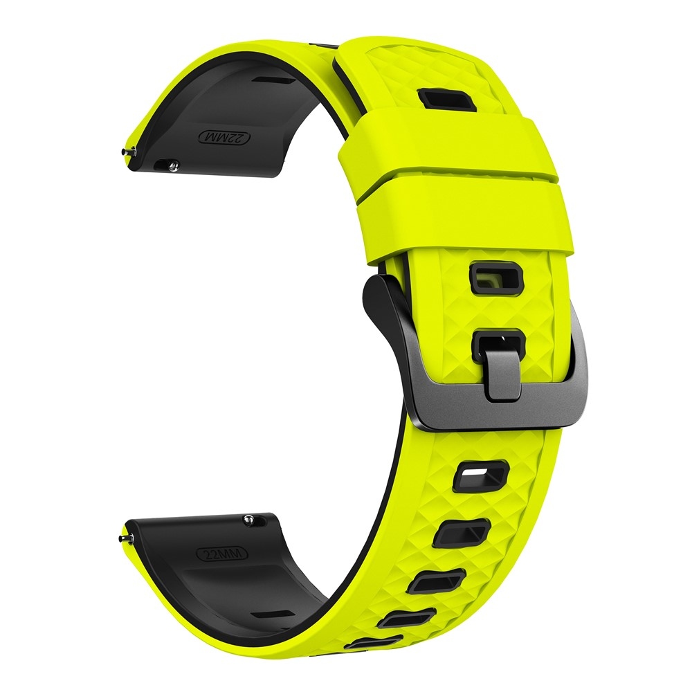 22 mm-es lapos szilikon karkötő a Garmin Forerunner 970/Forerunner 570 47 mm/265 modellekhez – sárgászöld/fekete