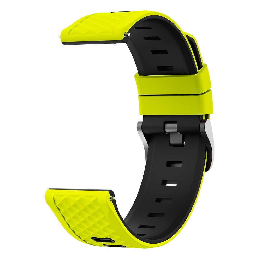 22 mm-es lapos szilikon karkötő a Garmin Forerunner 970/Forerunner 570 47 mm/265 modellekhez – sárgászöld/fekete