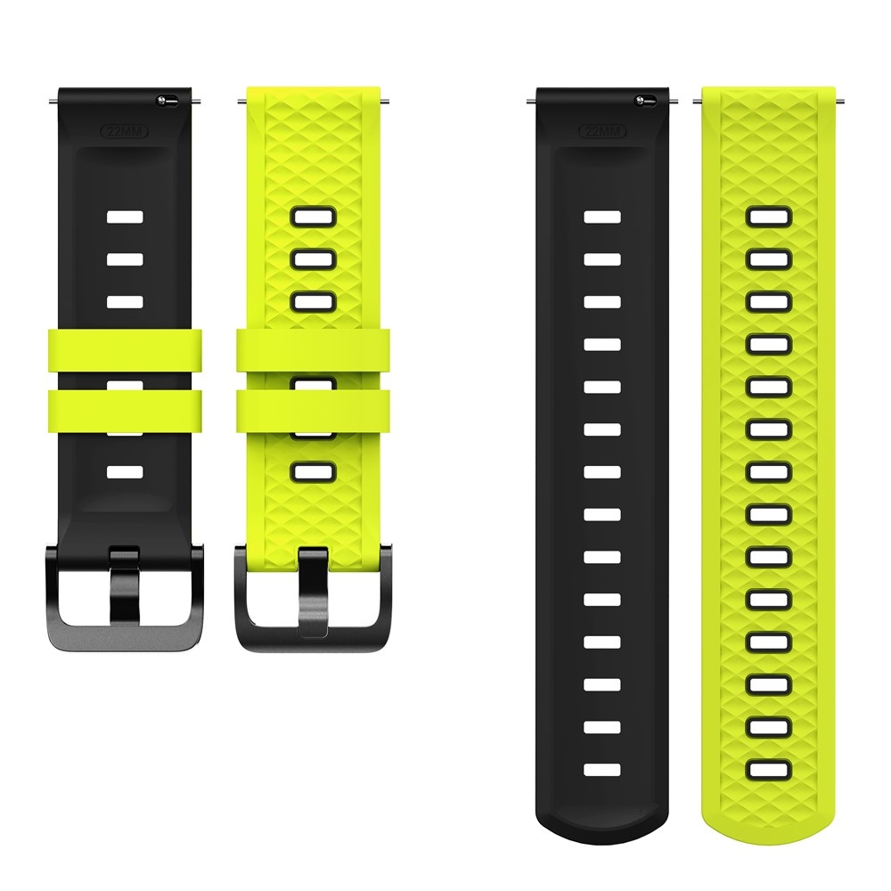 22 mm-es lapos szilikon karkötő a Garmin Forerunner 970/Forerunner 570 47 mm/265 modellekhez – sárgászöld/fekete