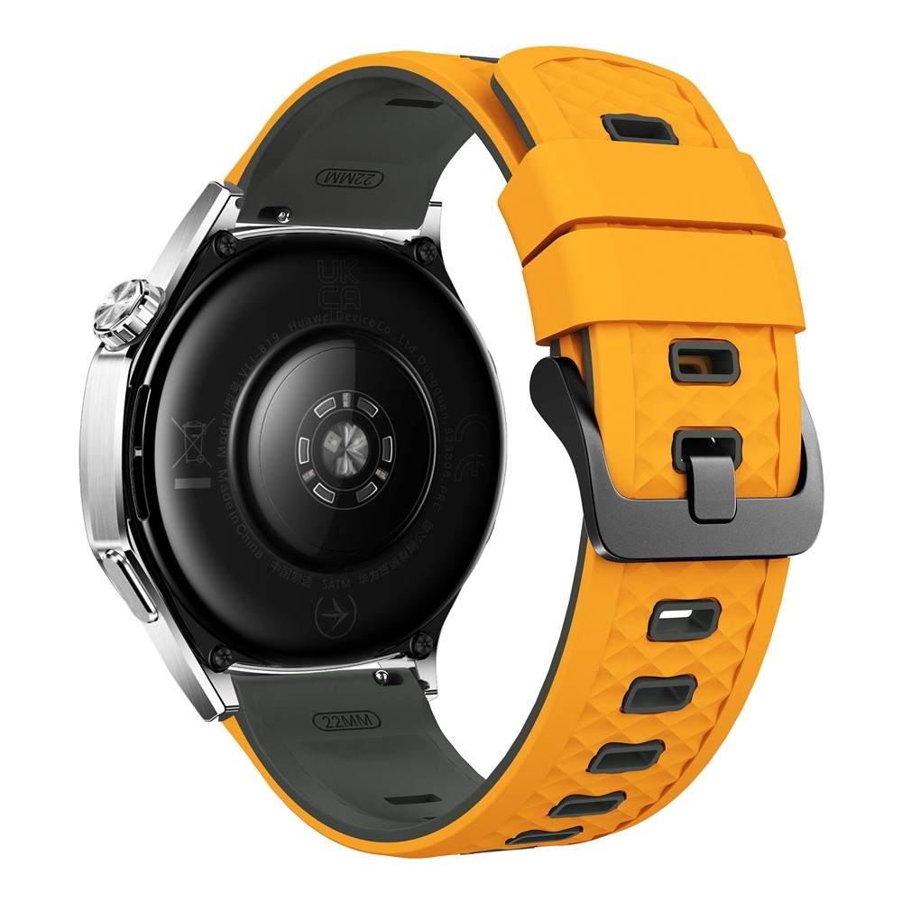 22 mm-es lapos szilikon karkötő a Garmin Forerunner 970/Forerunner 570 47 mm/265 modellekhez – sárga/szürke