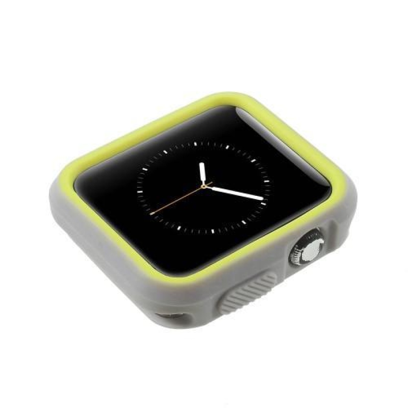 Rugalmas zselés tok színes kerettel Apple Watch 38mm készülékhez - szürke/zöld