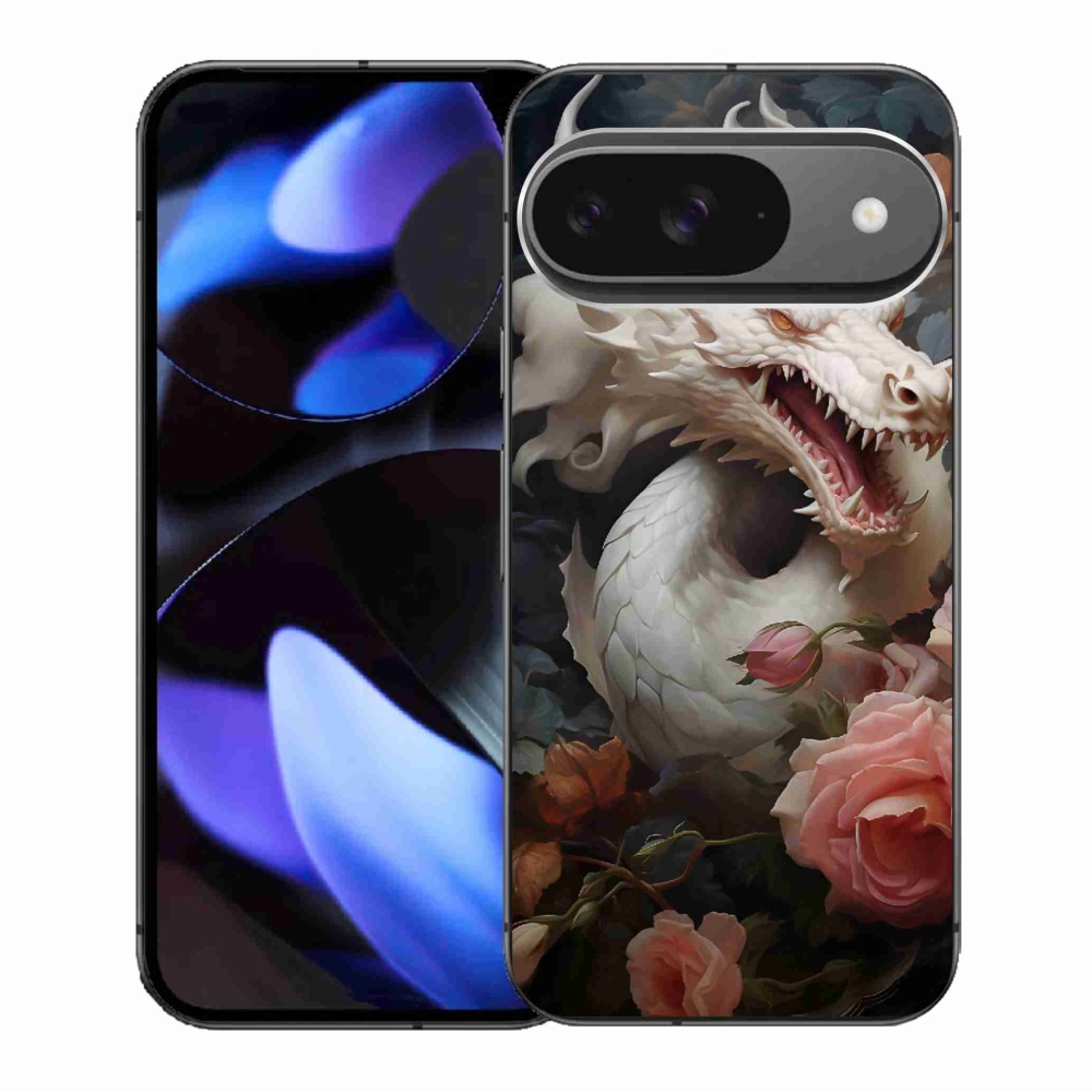 Zselés borítás mmCase a Google Pixel 9/9 Pro készülékhez - fehér sárkány