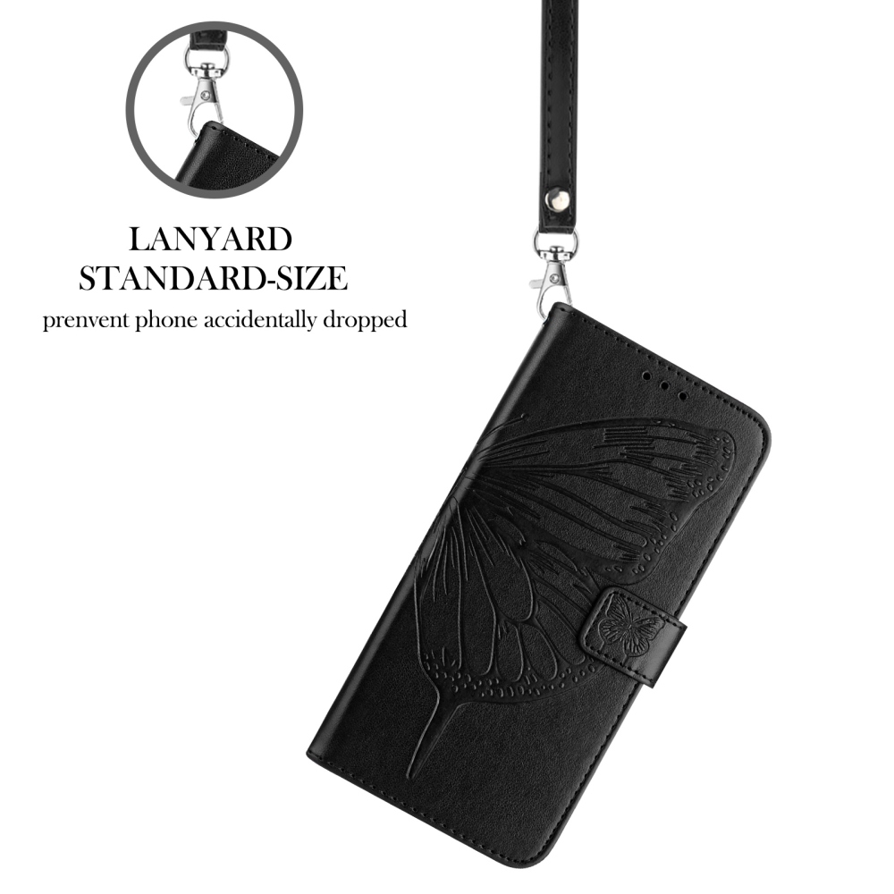 Virágos pillangó könyv tok a Xiaomi Poco X8 Pro Max 5G számára - fekete