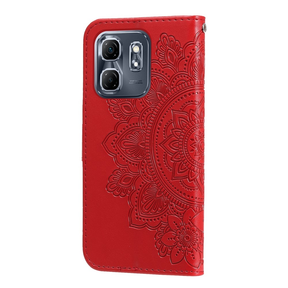Virágos könyvtáska az Infinix Hot 50i/Smart 9 készülékhez - piros színben