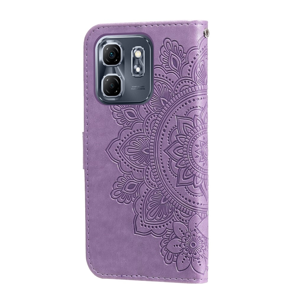 Virágos könyvtáska Infinix Hot 50i/Smart 9 készülékhez - lila