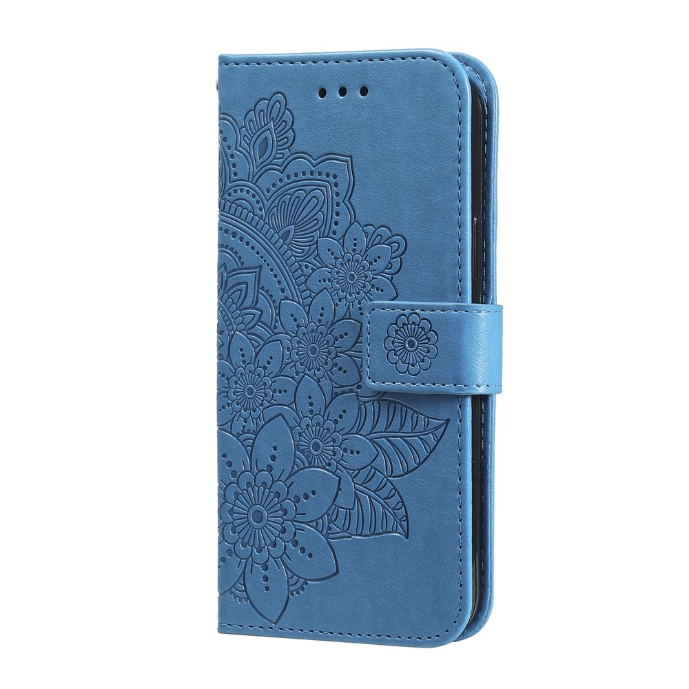 Virágos könyvtáska Infinix Hot 50i/Smart 9 készülékhez - kék