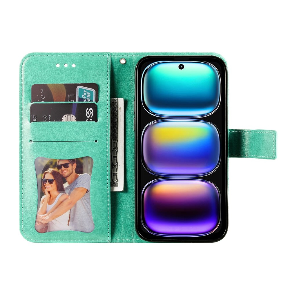 Virágos könyvtáska az Infinix Hot 50i/Smart 9 készülékhez - teal színű