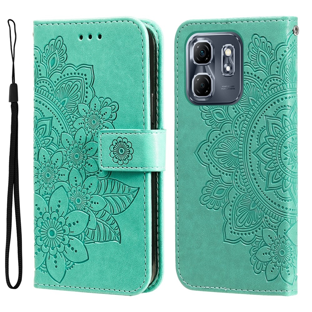 Virágos könyvtáska az Infinix Hot 50i/Smart 9 készülékhez - teal színű