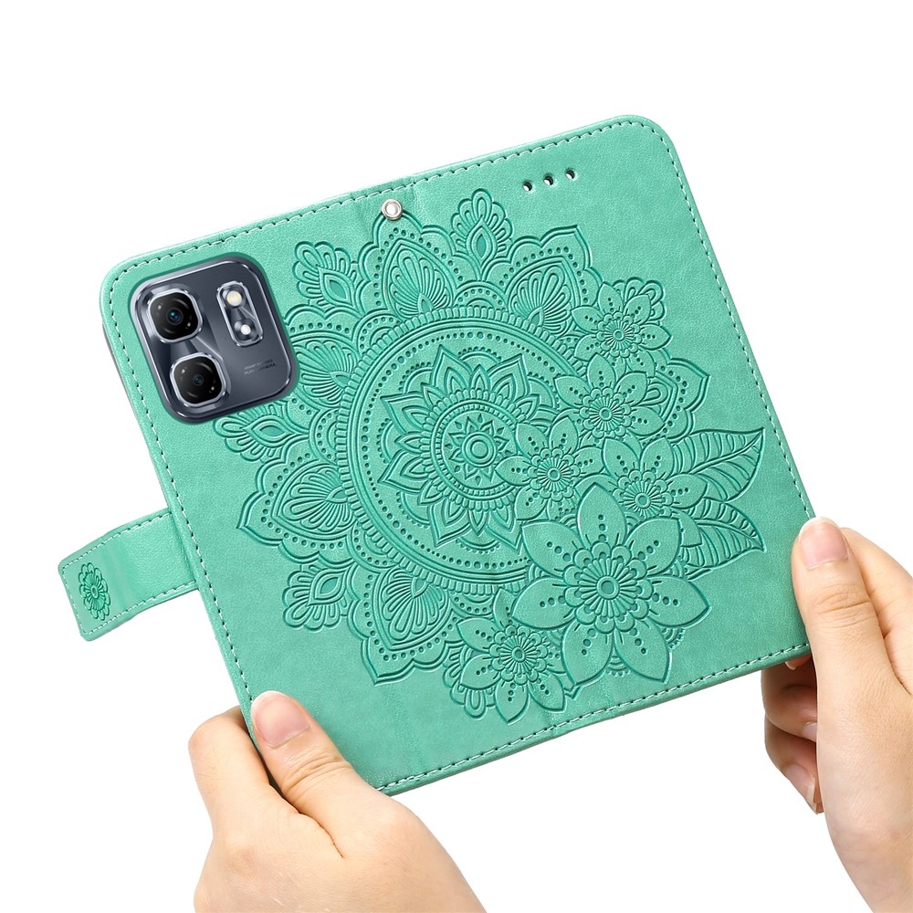 Virágos könyvtáska az Infinix Hot 50i/Smart 9 készülékhez - teal színű