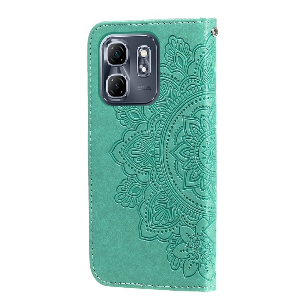 Virágos könyvtáska az Infinix Hot 50i/Smart 9 készülékhez - teal színű
