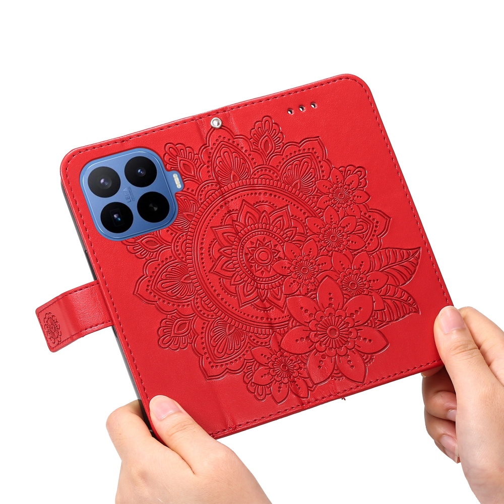Virágos könyv tok Xiaomi 17T Pro-hoz - piros