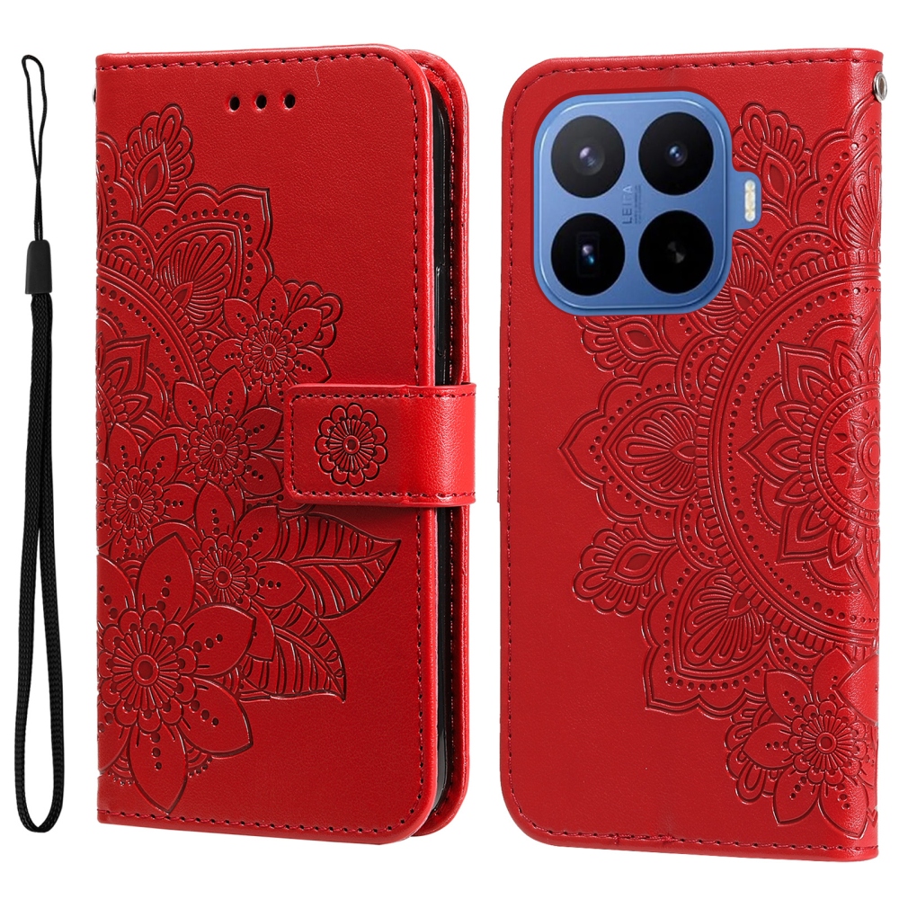 Virágos könyv tok Xiaomi 17T Pro-hoz - piros