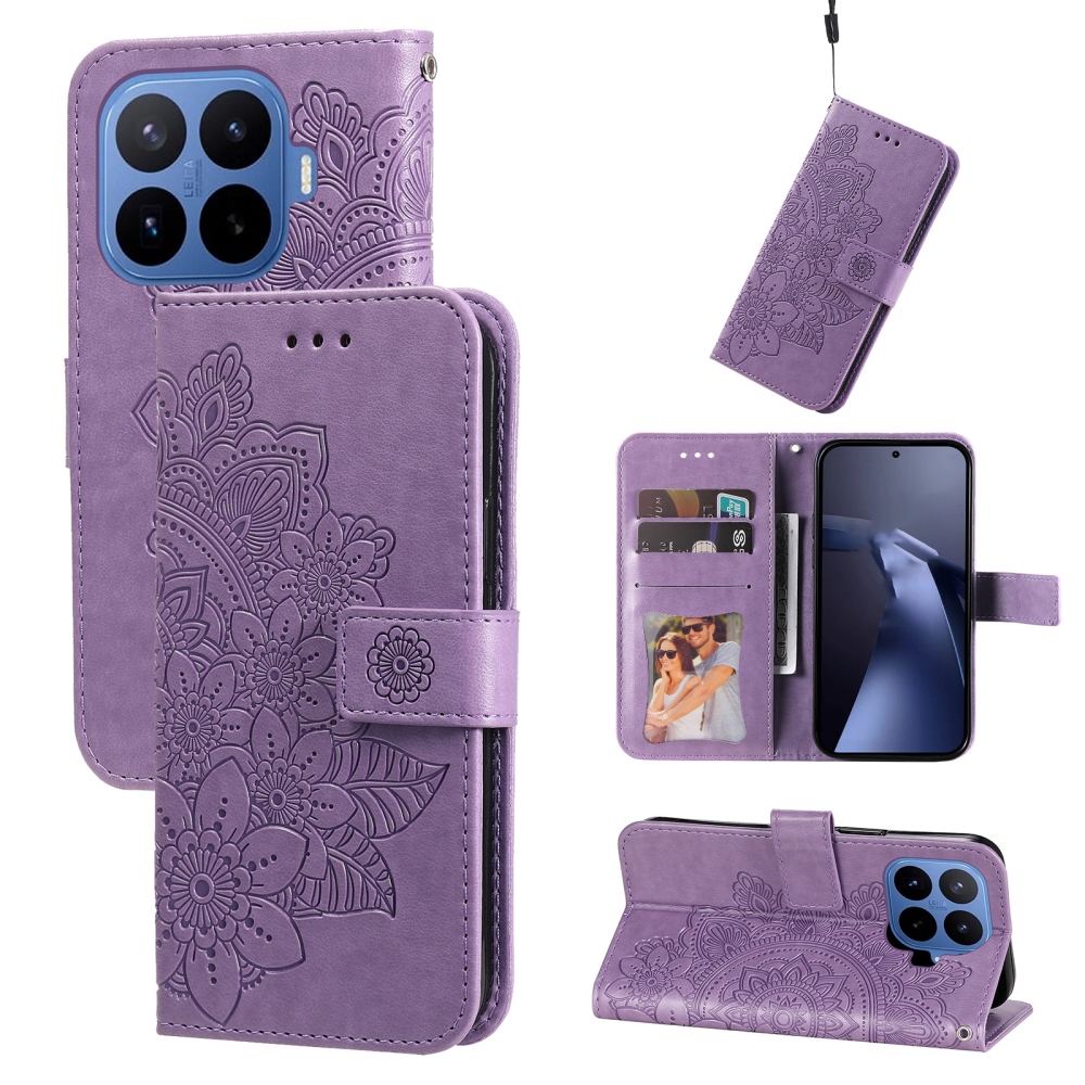 Virágos könyv tok Xiaomi 17T Pro-hoz - lila