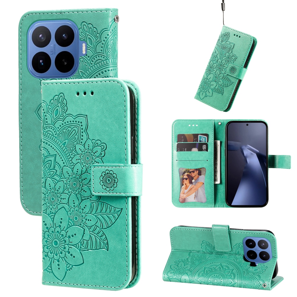 Virágos könyv tok Xiaomi 17T Pro-hoz - teal - teal