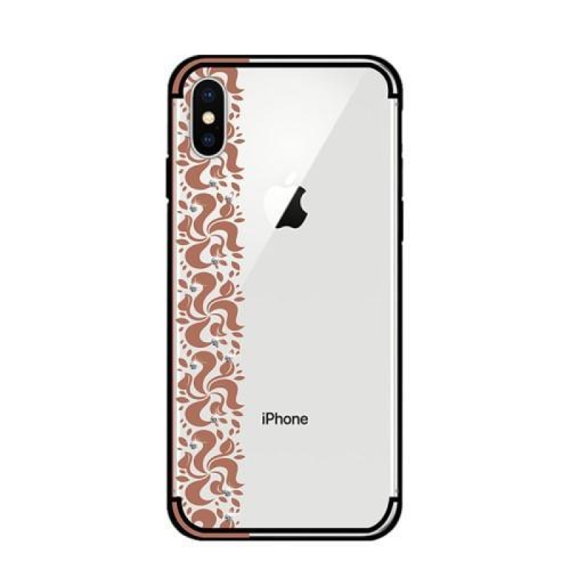 Virágos átlátszó zselés tok iPhone X készülékhez - barna