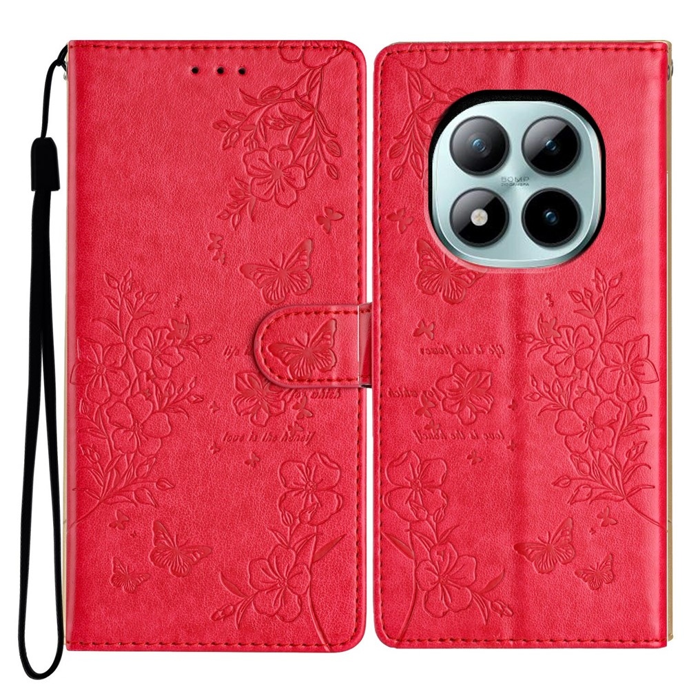 Floralis könyv tok a Xiaomi Redmi Note 15 Pro+ 5G/Xiaomi Poco M8 Pro 5G számára - piros