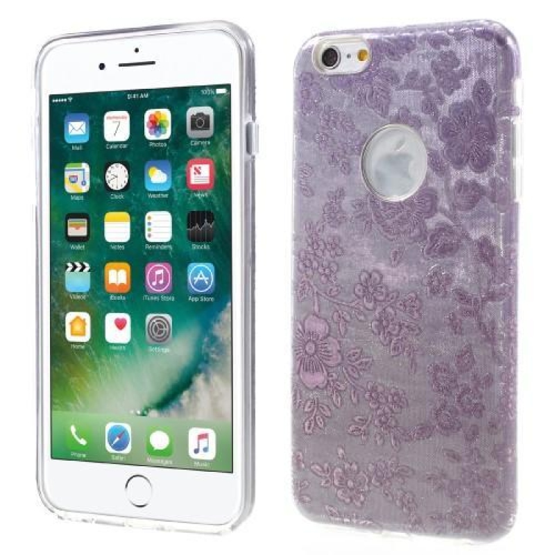 Virágos zselés tok iPhone 6 Plus és 6s Plus készülékhez - lila