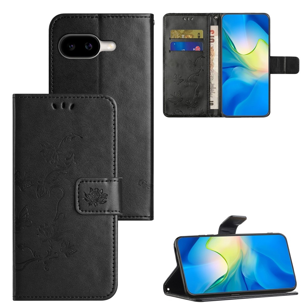 Virágos könyvtáska a Google Pixel 10a készülékhez - fekete