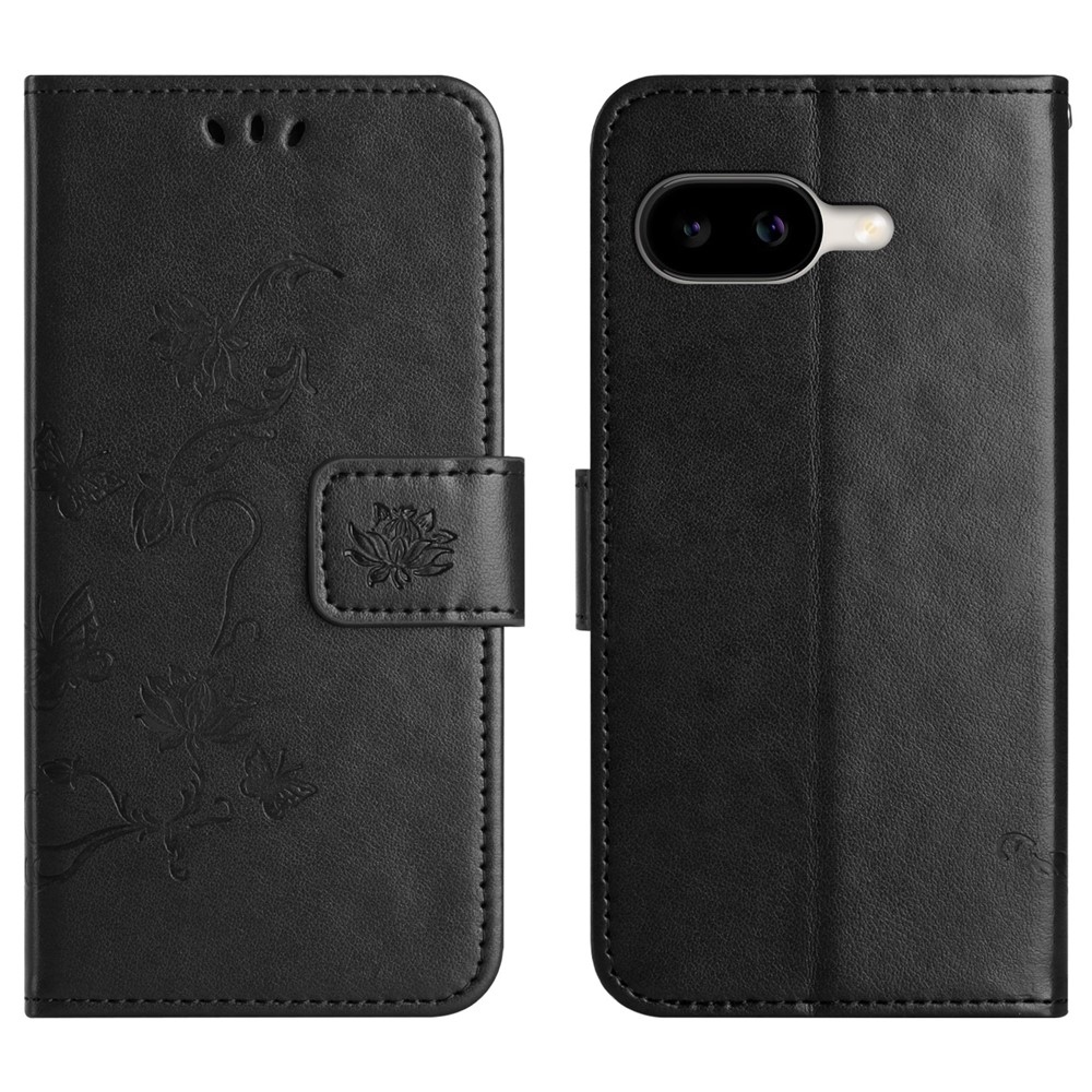 Virágos könyvtáska a Google Pixel 10a készülékhez - fekete
