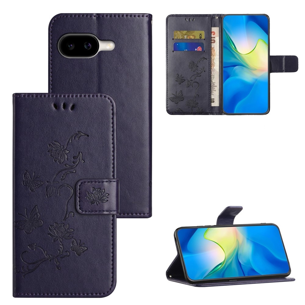 Virágos könyvtáska Google Pixel 10a készülékhez - sötétlila