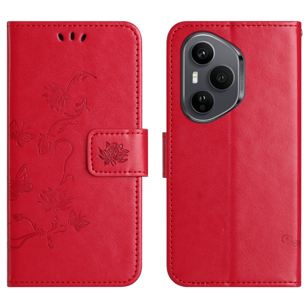 Virágos könyvtáska Honor 400 Pro-hoz - piros