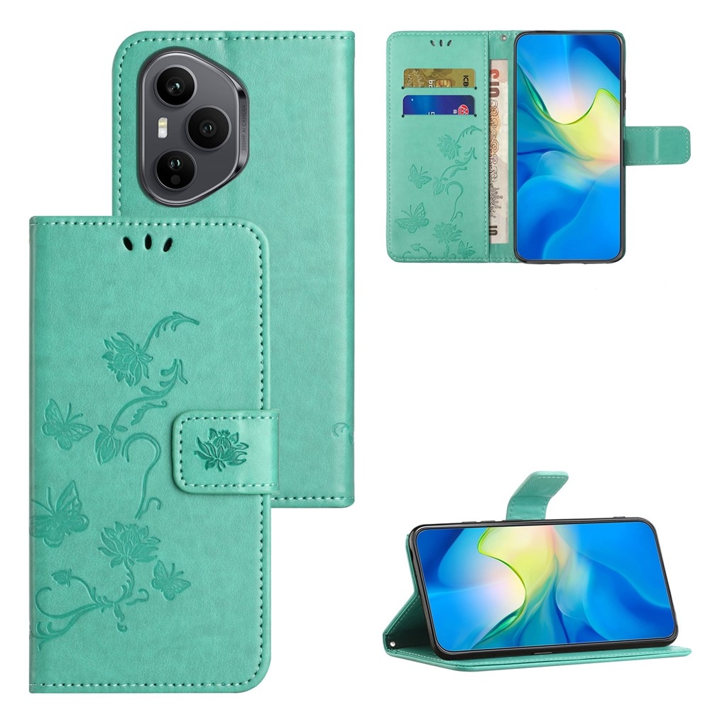 Virágos könyvtáska a Honor 400 Pro-hoz - teal színű