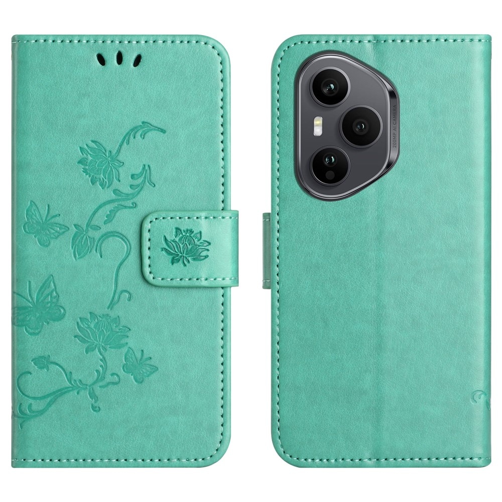 Virágos könyvtáska a Honor 400 Pro-hoz - teal színű