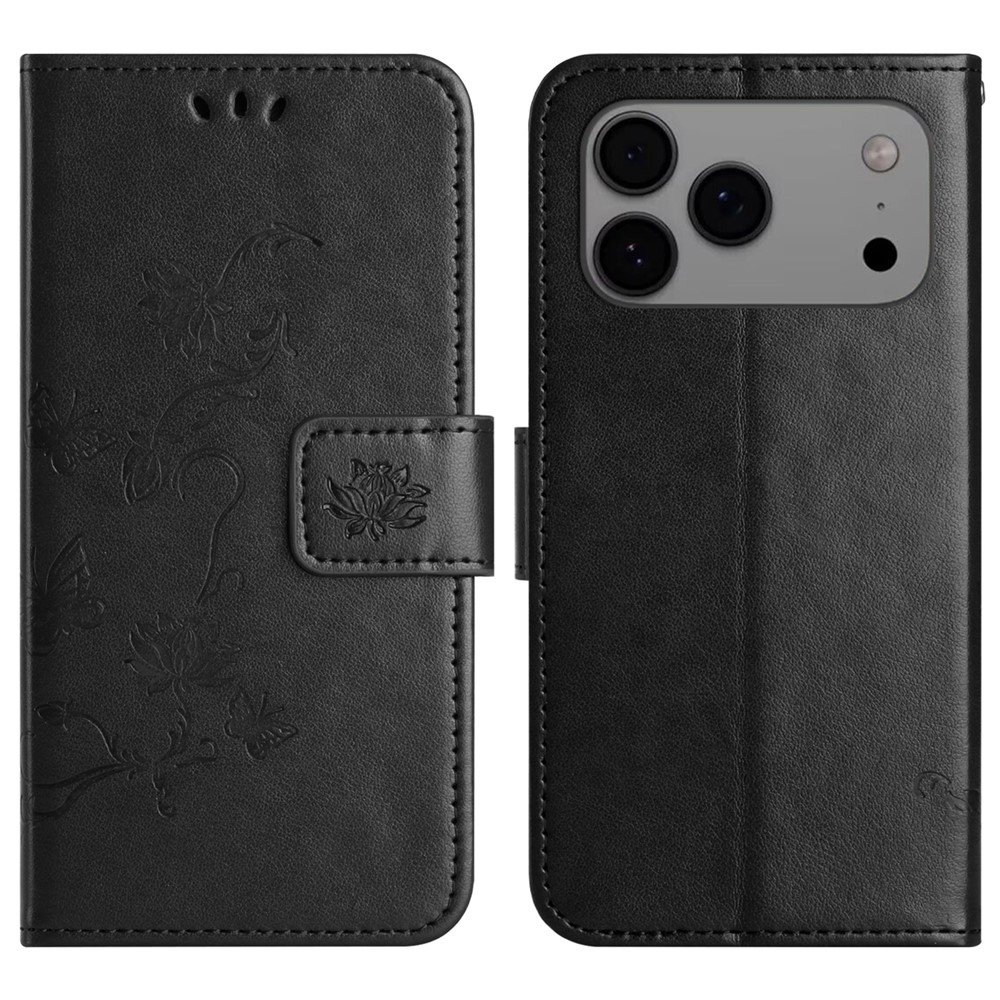 Flower könyvformájú tok iPhone 18 Pro Max/17 Pro Max-hoz – fekete
