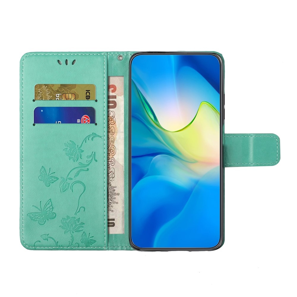 Flower könyvformájú tok iPhone 18 Pro Max/17 Pro Max-hoz – kékeszöld
