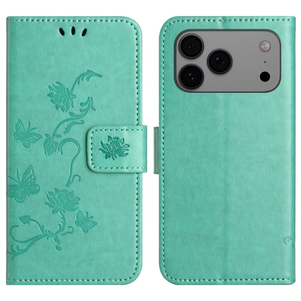 Flower könyvformájú tok iPhone 18 Pro Max/17 Pro Max-hoz – kékeszöld