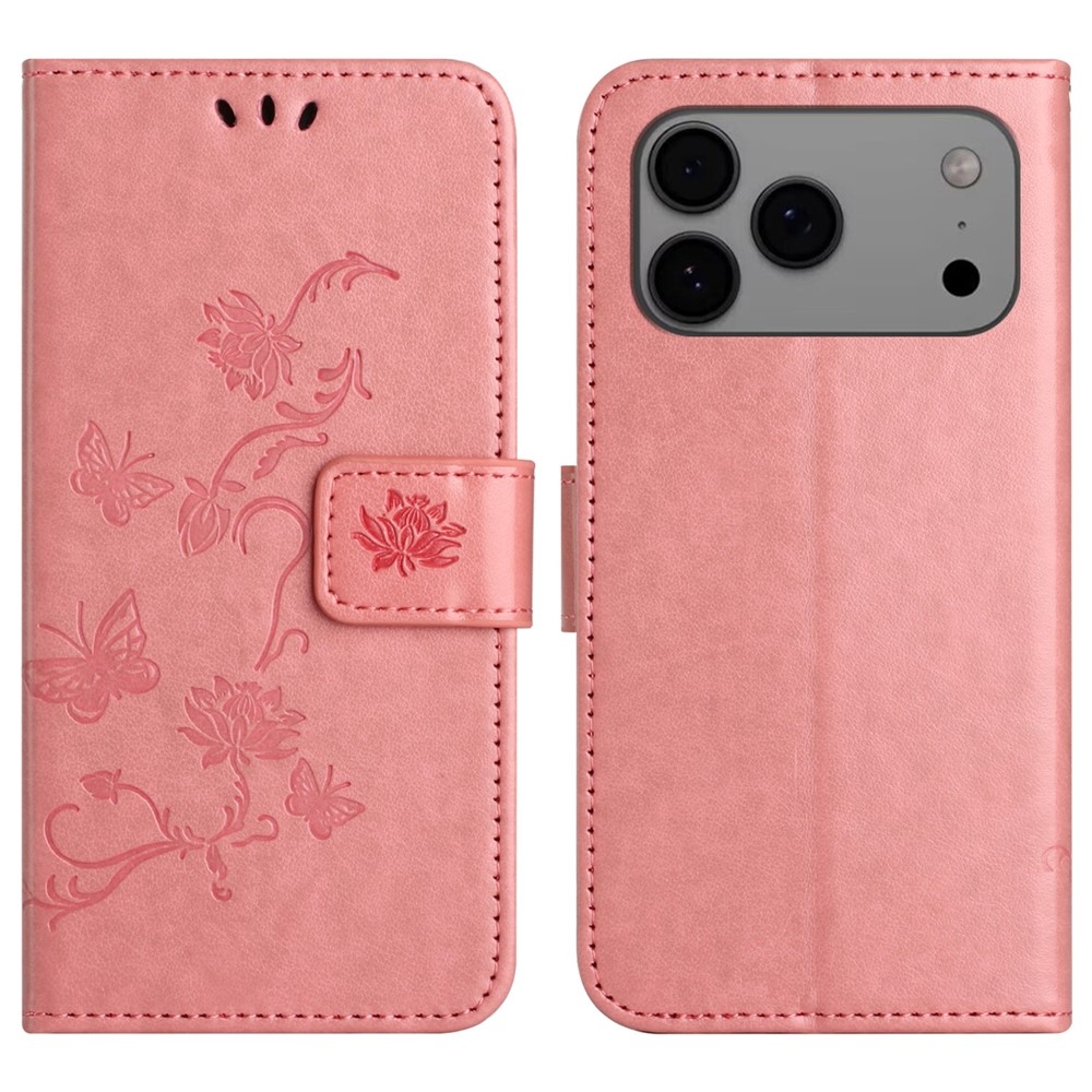 Flower könyvformájú tok iPhone 18 Pro Max/17 Pro Max-hoz – rózsaszín