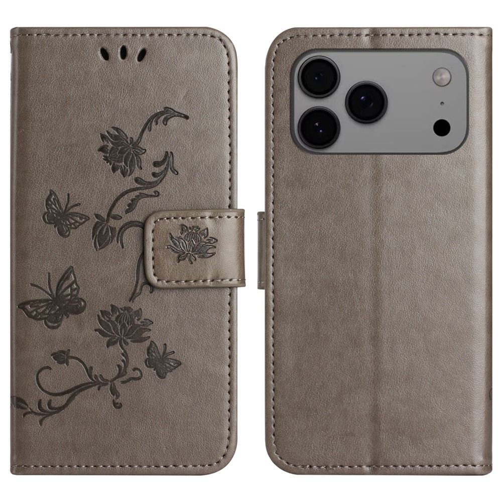 Flower könyvformájú tok iPhone 18 Pro Max/17 Pro Max készülékekhez – szürke