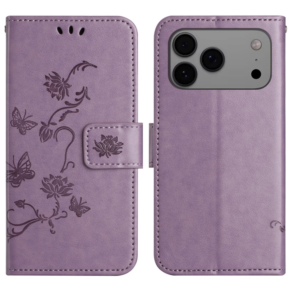 Flower könyvformájú tok iPhone 18 Pro Max/17 Pro Max-hoz – világos lila