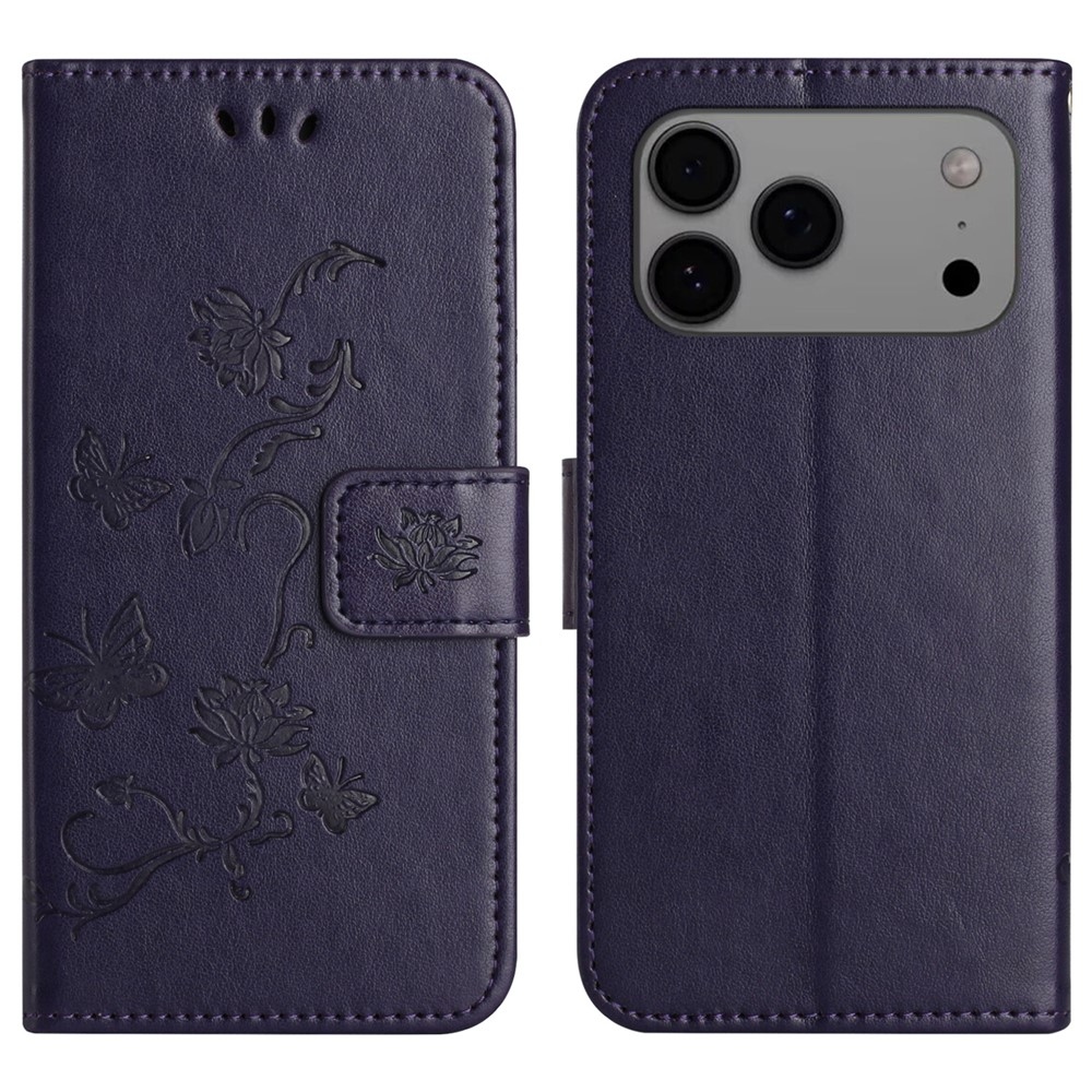 Flower könyvformájú tok iPhone 18 Pro Max/17 Pro Max készülékhez – sötétlila
