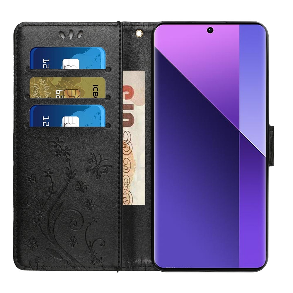 Virágos könyvtáska Xiaomi 17T-hez - fekete