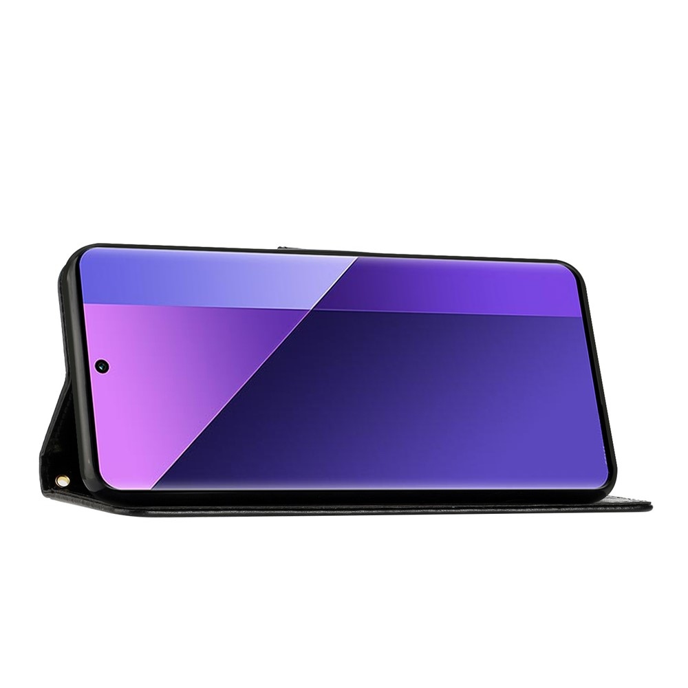 Virágos könyvtáska Xiaomi 17T-hez - fekete