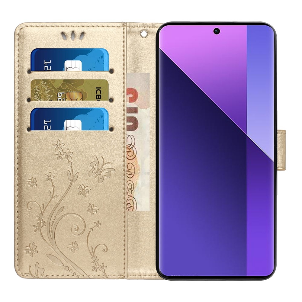 Virágos könyv tok Xiaomi 17T-hez - arany színű