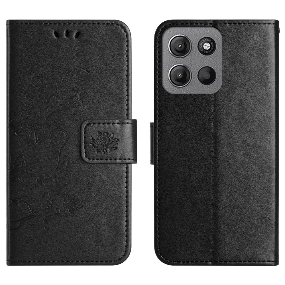 Flower könyvformájú tok a Motorola Moto G86 5G/G86 Power 5G készülékhez – fekete