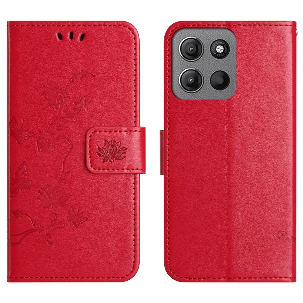 Flower könyvformájú tok a Motorola Moto G86 5G/G86 Power 5G készülékhez – piros