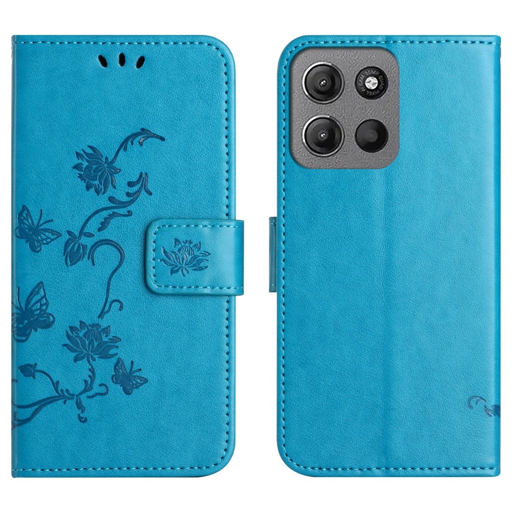 Flower könyvformájú tok a Motorola Moto G86 5G/G86 Power 5G készülékhez – kék