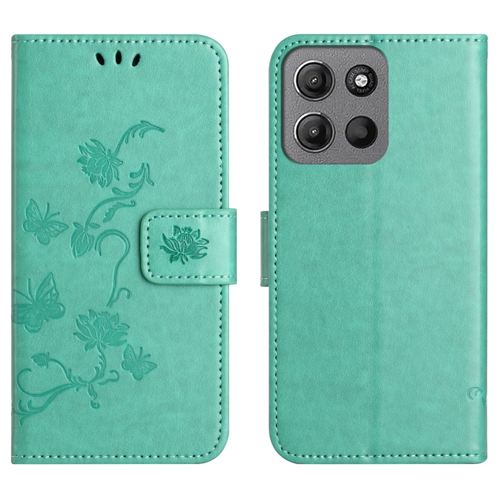 Flower könyvformájú tok a Motorola Moto G86 5G/G86 Power 5G készülékhez – kék-zöld