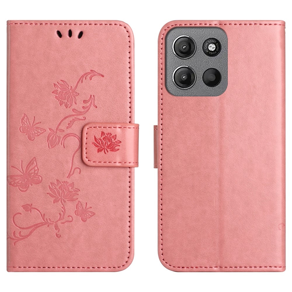 Flower könyvformájú tok a Motorola Moto G86 5G/G86 Power 5G készülékhez – rózsaszín