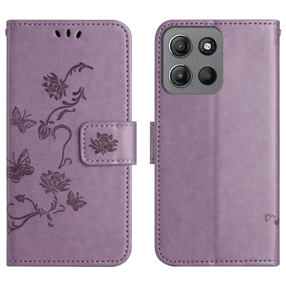 Flower könyvformájú tok a Motorola Moto G86 5G/G86 Power 5G készülékhez – világos lila